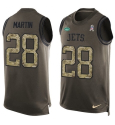 Men's Nike New York Jets #28 Curtis Martin Limited Green Salute to Service Tank Top NFL Jersey