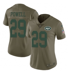 Women's Nike New York Jets #29 Bilal Powell Limited Olive 2017 Salute to Service NFL Jersey