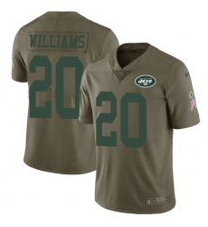 Youth Nike New York Jets #20 Marcus Williams Limited Olive 2017 Salute to Service NFL Jersey