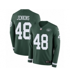 Men's Nike New York Jets #48 Jordan Jenkins Limited Green Therma Long Sleeve NFL Jersey