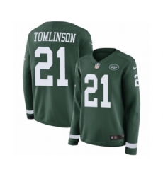 Women's Nike New York Jets #21 LaDainian Tomlinson Limited Green Therma Long Sleeve NFL Jersey