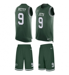Men's Nike New York Jets #9 Bryce Petty Limited Green Tank Top Suit NFL Jersey