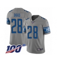 Youth Detroit Lions #28 Quandre Diggs Limited Gray Inverted Legend 100th Season Football Jersey