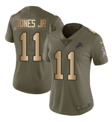 Women's Nike Detroit Lions #11 Marvin Jones Jr Limited Olive/Gold Salute to Service NFL Jersey