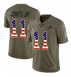 Youth Nike Detroit Lions #11 Marvin Jones Jr Limited Olive/USA Flag Salute to Service NFL Jersey