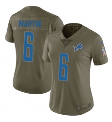 Women's Nike Detroit Lions #6 Sam Martin Limited Olive 2017 Salute to Service NFL Jersey
