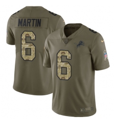 Youth Nike Detroit Lions #6 Sam Martin Limited Olive/Camo Salute to Service NFL Jersey