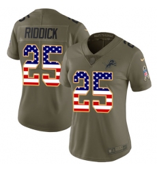 Women's Nike Detroit Lions #25 Theo Riddick Limited Olive/USA Flag Salute to Service NFL Jersey