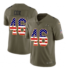 Youth Nike Baltimore Ravens #46 Morgan Cox Limited Olive/USA Flag Salute to Service NFL Jersey