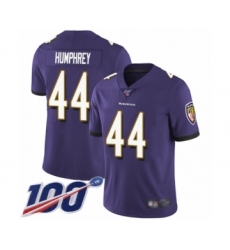 Men's Baltimore Ravens #44 Marlon Humphrey Purple Team Color Vapor Untouchable Limited Player 100th Season Football Jersey