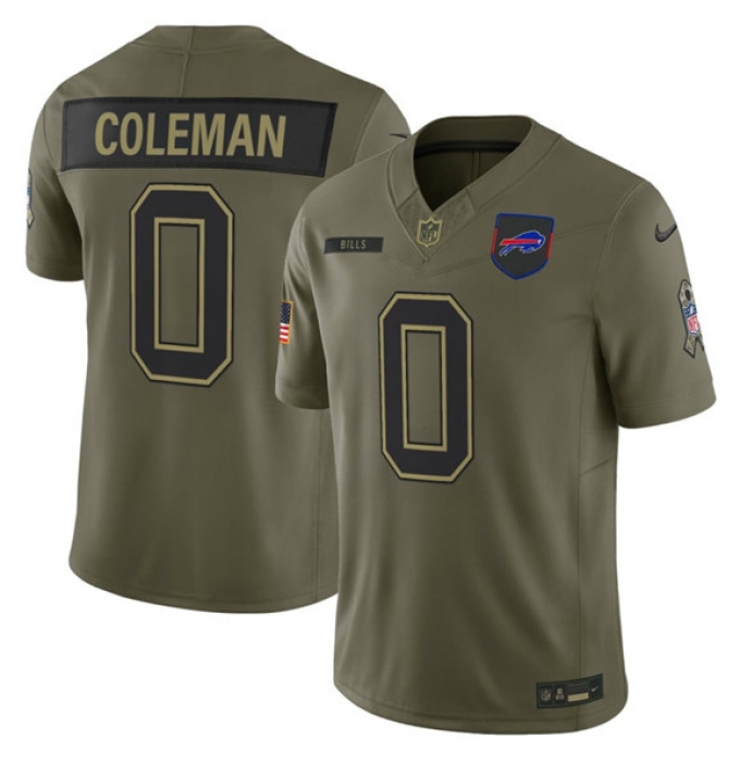 Men's Buffalo Bills #0 Keon Coleman Olive 2025 Salute to Service Limited Football Stitched Jersey