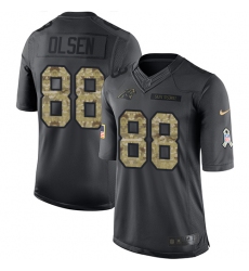 Youth Nike Carolina Panthers #88 Greg Olsen Limited Black 2016 Salute to Service NFL Jersey
