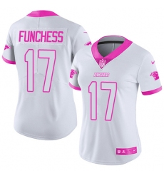 Women's Nike Carolina Panthers #17 Devin Funchess Limited White/Pink Rush Fashion NFL Jersey