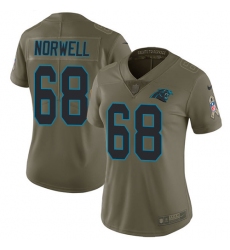 Women's Nike Carolina Panthers #68 Andrew Norwell Limited Olive 2017 Salute to Service NFL Jersey