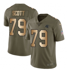 Men's Nike Carolina Panthers #79 Chris Scott Limited Olive/Gold 2017 Salute to Service NFL Jersey