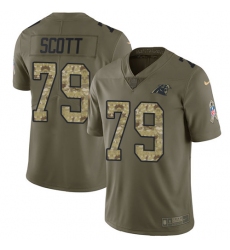 Youth Nike Carolina Panthers #79 Chris Scott Limited Olive/Camo 2017 Salute to Service NFL Jersey