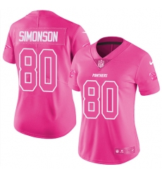 Women's Nike Carolina Panthers #80 Scott Simonson Limited Pink Rush Fashion NFL Jersey
