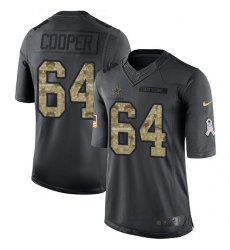 Youth Nike Dallas Cowboys #64 Jonathan Cooper Limited Black 2016 Salute to Service NFL Jersey