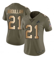 Women's Nike Detroit Lions #21 Ameer Abdullah Limited Olive/Gold Salute to Service NFL Jersey