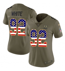 Women's Nike Green Bay Packers #92 Reggie White Limited Olive/USA Flag 2017 Salute to Service NFL Jersey
