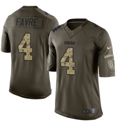Men's Nike Green Bay Packers #4 Brett Favre Elite Green Salute to Service NFL Jersey