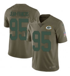 Youth Nike Green Bay Packers #95 Ricky Jean-Francois Limited Olive 2017 Salute to Service NFL Jersey