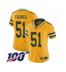 Women's Green Bay Packers #51 Kyler Fackrell Limited Gold Rush Vapor Untouchable 100th Season Football Jersey