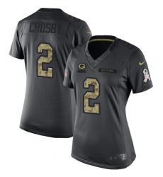 Women's Nike Green Bay Packers #2 Mason Crosby Limited Black 2016 Salute to Service NFL Jersey