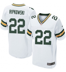 Men's Nike Green Bay Packers #22 Aaron Ripkowski Elite White NFL Jersey