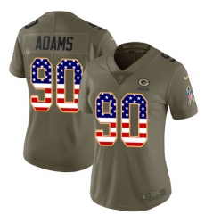 Women's Nike Green Bay Packers #90 Montravius Adams Limited Olive/USA Flag 2017 Salute to Service NFL Jersey