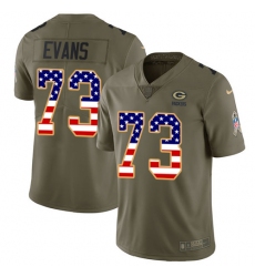 Men's Nike Green Bay Packers #73 Jahri Evans Limited Olive/USA Flag 2017 Salute to Service NFL Jersey