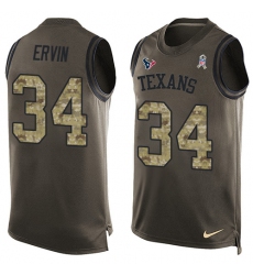 Men's Nike Houston Texans #34 Tyler Ervin Limited Green Salute to Service Tank Top NFL Jersey