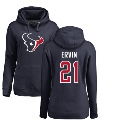 NFL Women's Nike Houston Texans #21 Tyler Ervin Navy Blue Name & Number Logo Pullover Hoodie