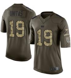 Men's Nike Indianapolis Colts #19 Johnny Unitas Elite Green Salute to Service NFL Jersey