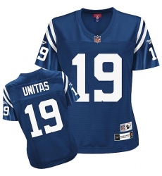 Reebok Indianapolis Colts #19 Johnny Unitas Royal Blue Women's Throwback Team Color Premier EQT NFL Jersey