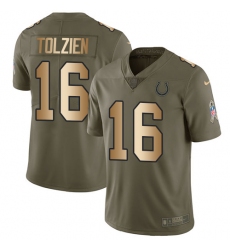 Men's Nike Indianapolis Colts #16 Scott Tolzien Limited Olive/Gold 2017 Salute to Service NFL Jersey
