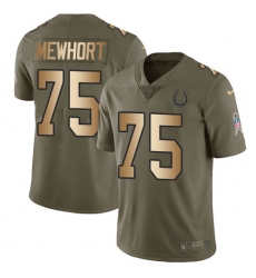 Men's Nike Indianapolis Colts #75 Jack Mewhort Limited Olive/Gold 2017 Salute to Service NFL Jersey
