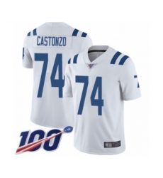Men's Indianapolis Colts #74 Anthony Castonzo White Vapor Untouchable Limited Player 100th Season Football Jersey