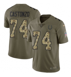 Men's Nike Indianapolis Colts #74 Anthony Castonzo Limited Olive/Camo 2017 Salute to Service NFL Jersey