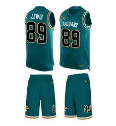 Men's Nike Jacksonville Jaguars #89 Marcedes Lewis Limited Teal Green Tank Top Suit NFL Jersey