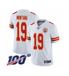 Men's Kansas City Chiefs #19 Joe Montana White Vapor Untouchable Limited Player 100th Season Football Jersey
