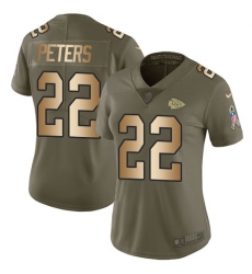 Women's Nike Kansas City Chiefs #22 Marcus Peters Limited Olive/Gold 2017 Salute to Service NFL Jersey