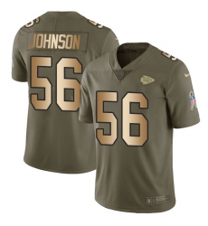 Youth Nike Kansas City Chiefs #56 Derrick Johnson Limited Olive/Gold 2017 Salute to Service NFL Jersey