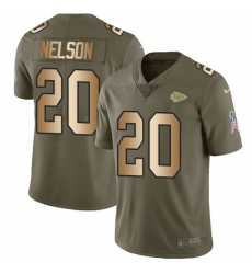 Men's Nike Kansas City Chiefs #20 Steven Nelson Limited Olive/Gold 2017 Salute to Service NFL Jersey