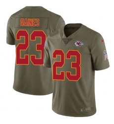 Youth Nike Kansas City Chiefs #23 Phillip Gaines Limited Olive 2017 Salute to Service NFL Jersey