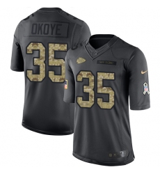 Men's Nike Kansas City Chiefs #35 Christian Okoye Limited Black 2016 Salute to Service NFL Jersey